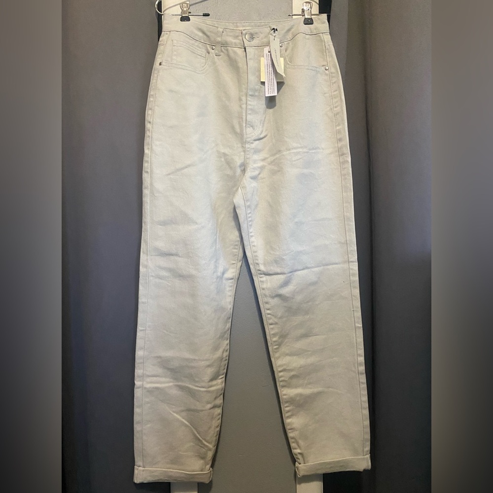 TGLA. High Waisted Stylish Light Gray Pants with rolled up hem size 28